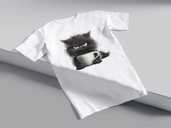 T-Shirt Biała Koszulka Smieszny Kot #10