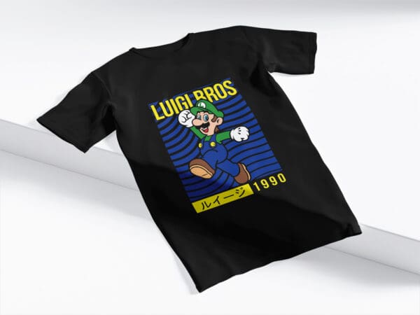 T-Shirt Czarna Koszulka Super Mario Luigi Bros #11