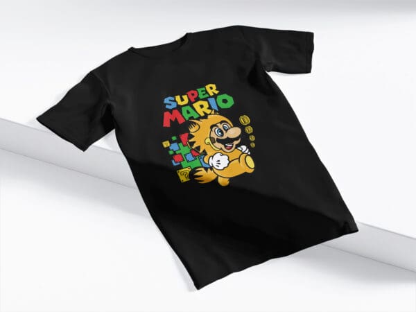 T-Shirt Czarna Koszulka Super Mario Tiger #16