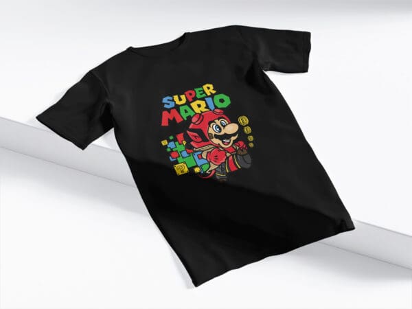T-Shirt Czarna Koszulka Super Mario Hellboy #18