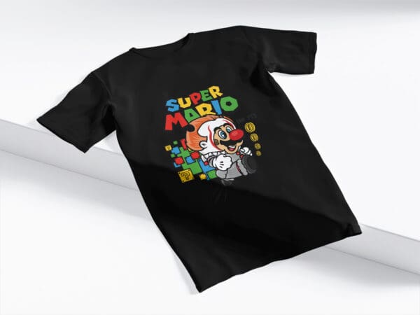 T-Shirt Czarna Koszulka Super Mario Clown #21