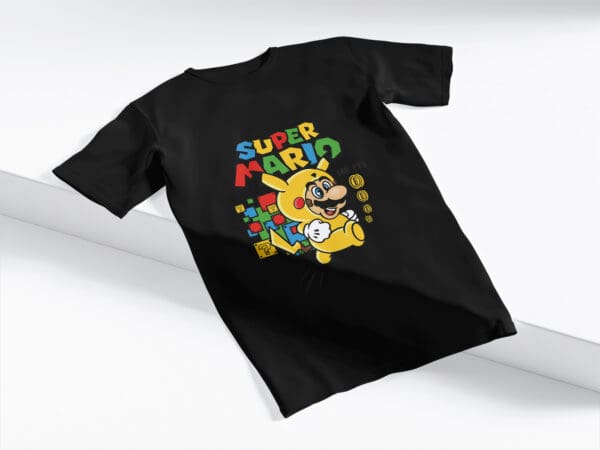 T-Shirt Czarna Koszulka Super Mario Pikachu #22
