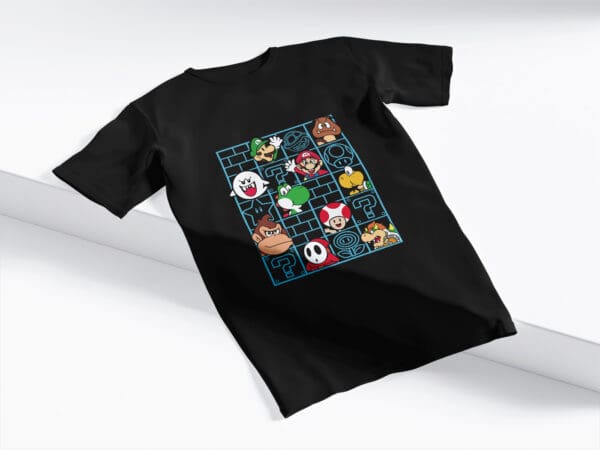 T-Shirt Czarna Koszulka Super Mario Bros Luigi Friends #24