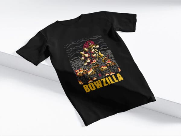 T-Shirt Czarna Koszulka Super Mario Bowzilla #3