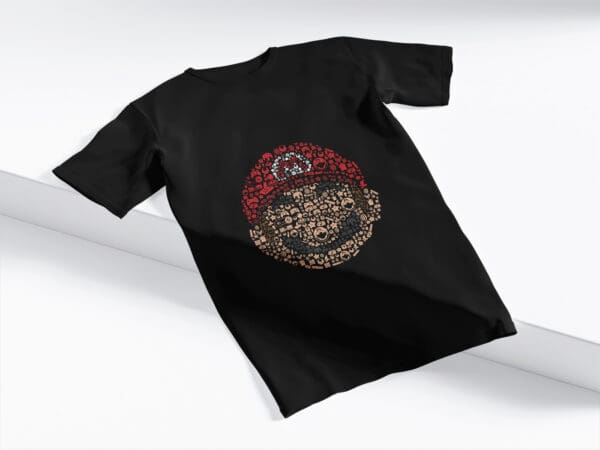 T-Shirt Czarna Koszulka Super Mario Mosaic #31