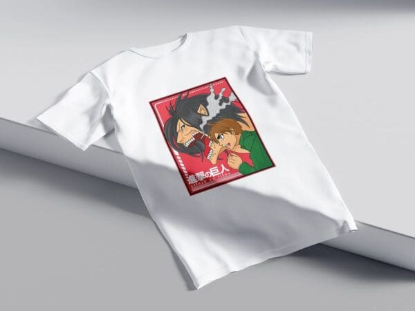 T-Shirt Biała Koszulka Attack on Titan #4