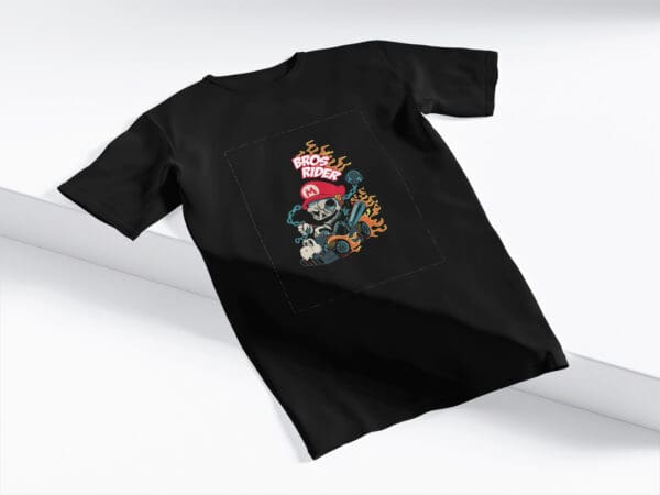 T-Shirt Czarna Koszulka Super Mario Bros Rider #5