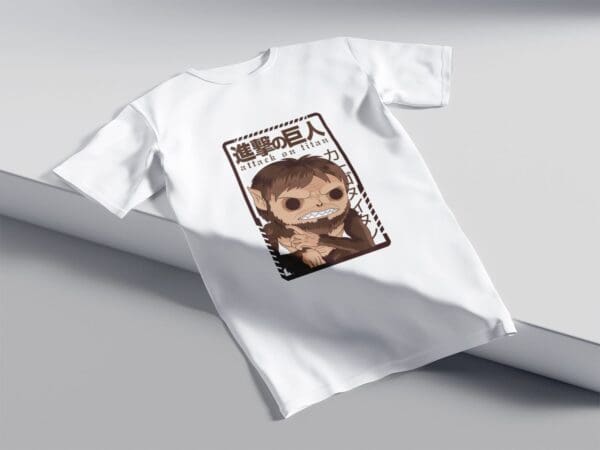 T-Shirt Biała Koszulka Attack on Titan #6