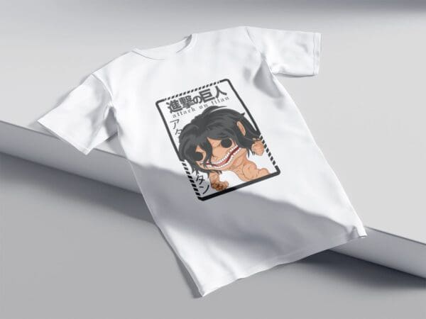 T-Shirt Biała Koszulka Attack on Titan #9