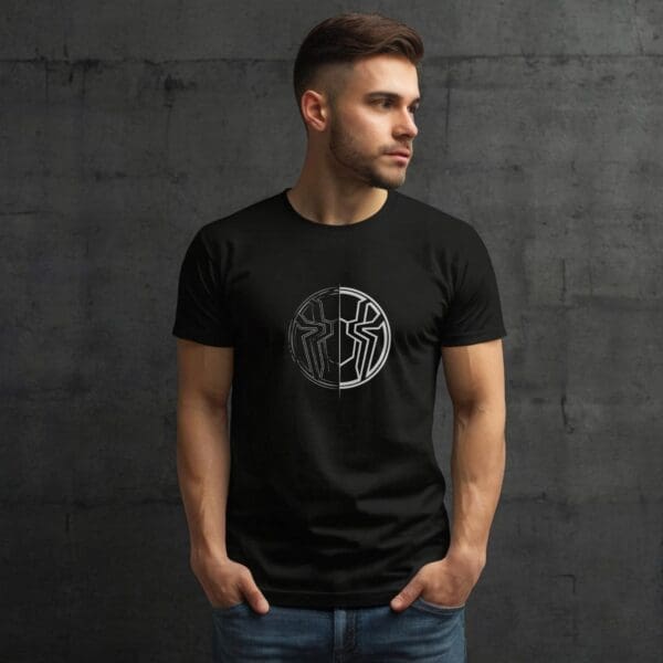 T-Shirt Czarny Koszulka  Spiderman Pająk czarno biały #18