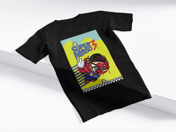 T-Shirt Czarna Koszulka Super Mario Payaso3 #40