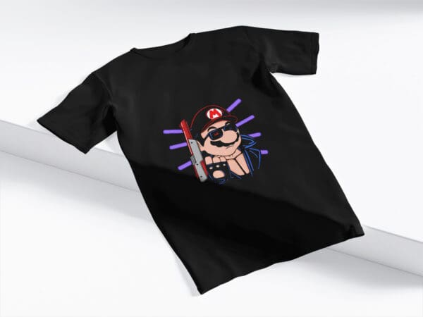 T-Shirt Czarna Koszulka Super Mario Terminator #42