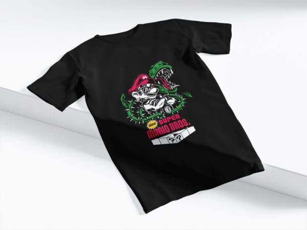 T-Shirt Czarna Koszulka Super Mario Bros #57