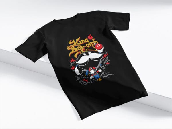 T-Shirt Czarna Koszulka Super Mario King Bob-omb #85